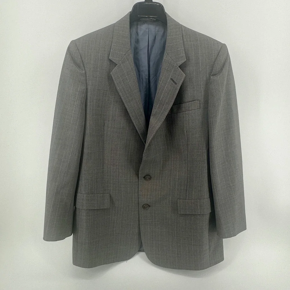 Christian Dior Monsieur Blazer‎ Mens 44 Gray Pinstripe Regular Fit Vintage 90s